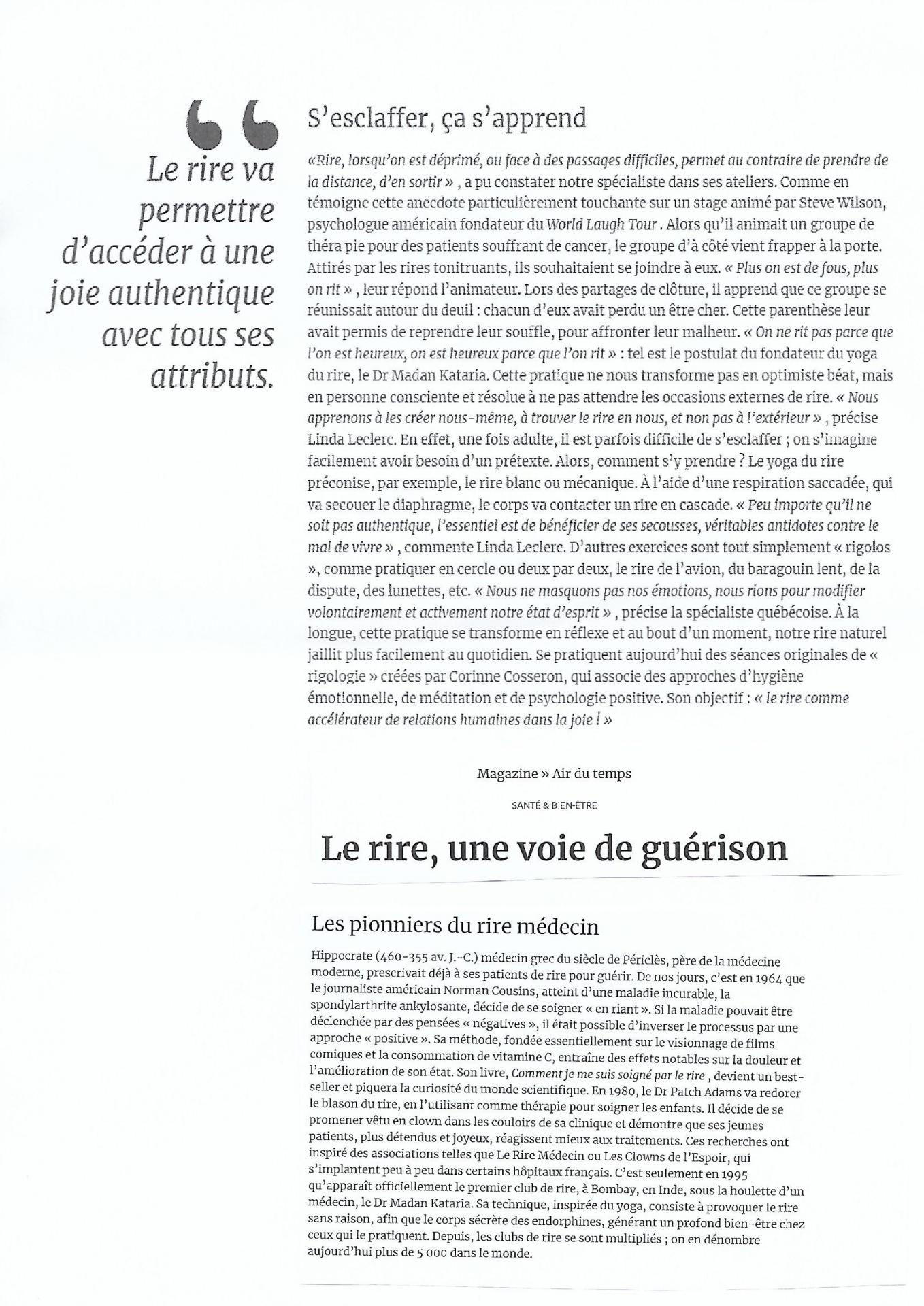 Article magazine air du temps